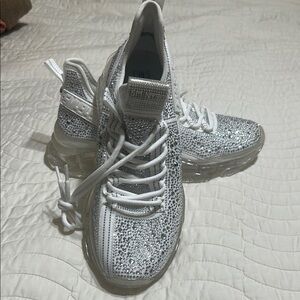 Steve Madden White and Silver rhinestones Sneakers